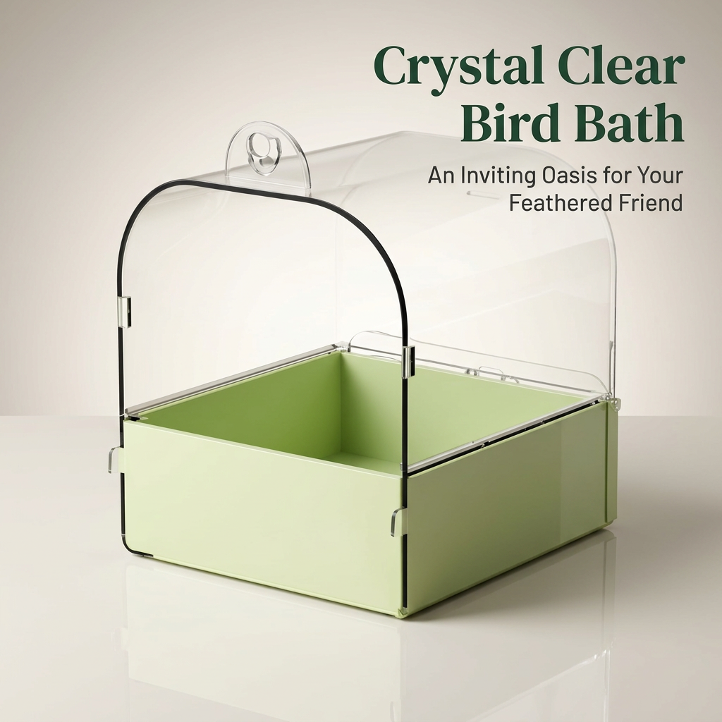 Bird Bath Box Hooks, Transparent Bird Bath for Budgies, Tub Pet Bird Bath, Pet Bird Bath Box, Small Birds Canary Budgies Parrot
