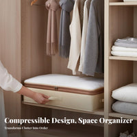 Compressible Clothes Box Large Capacity Foldable Fabric Box Clear transparent panel