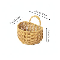 Imitation Rattan Basket Handwoven Basket with Handle Easy to Clean for Kitchen