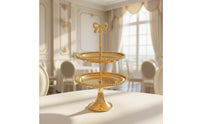 Tiered Stand with Mirrored Trays Ornate 2-Tier Dessert Stand Decorative Cupcake Display Display Stand for Party Hosts, Brides, Afternoon Tea