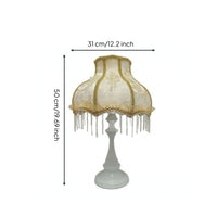 Fringe Table Lamp Decorative Table Lamp with Textile Shade Vintage-Inspired Princess-Style for Girls, Bedroom, Reading Corner