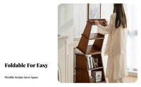 Foldable Ladder Shelf Vintage and Design Book Display Shelf Folding Design Space-Saving for Renters, Homeowners, Living Room
