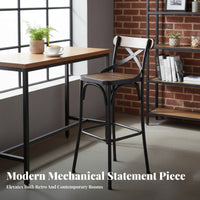 X-Shaped Spinerest Counter Stool with Spinerest High Chair Integrated Footrest Utilitarian and Aesthetic for Kitchen Island