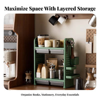 Pegboard Hutch with Drawer Large Capacity Desktop Hutch with Pegboard
