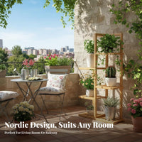 European design Multi-Tier A-Frame Stand Floor-Standing Plant Rack Space-Saving Flower Shelf Stable Base for Gardeners, Homeowners, Apartment Dwellers, Living Room, Balcony, Bedroom, Corner Spaces