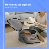 Hat Organizer Box Large Capacity Fabric Bin Carry Strap Sturdy Handles for Travelers, Adults, Wardrobe, Entryway, Under Bed