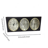 3-in-1 Weather Station Round Dials Thermometer MDF for Indoor Use