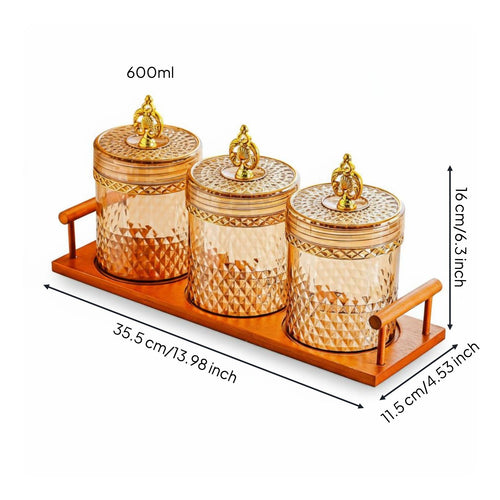 3 Pieces Airtight Storage Jar Food Safe Geometric Pattern Jar Environmentally
