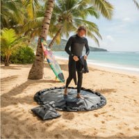 Portable Beach Changing Mat Foldable Changing Mat with Pouch Drawstring Bag Round for Surfers, Swimmers, Poolside