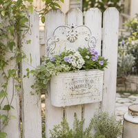 Metal Wall Planter Embossed Scroll Details Panel Wall Hanging Planter