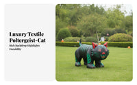Inflatable Cat with Green Stripes | Glossy Air-Filled Construction, Vivid Graphic Detailing, for Yard