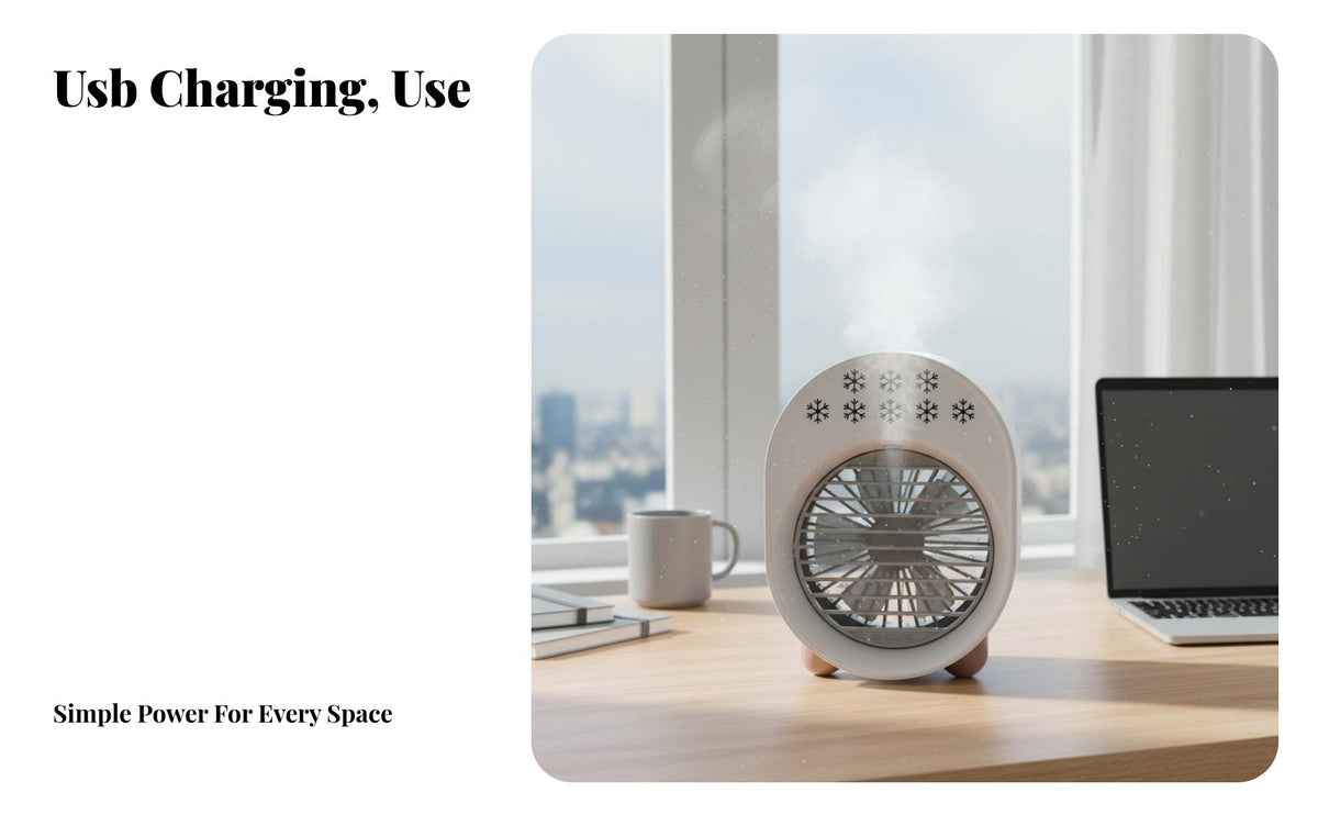 Portable Air Chiller Multi-Function Desktop Misting Fan Three Settings Desktop Air Chiller for Office, Bedroom, Dorm Room