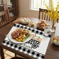Easter Placemat Waterproof Faux Leather Table Mat Heat Resistant Dining Room Decoration for Spring Kitchen Parties