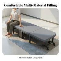 Four-fold Lounger Foldable Single Bed Portable Space-saving Design Durable Metal Frame Convenient Mattress Pad Suitable for Office Workers Caregivers Dormitory Small Apartment
