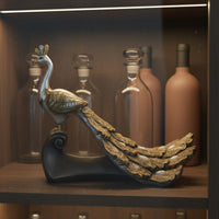 Light Luxury Design Resin Peacock Sculpture Creative Gift Resin Peacock Decor Non-Slip Base for Bookshelf, Entryway, Office