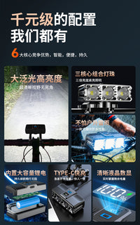 3led自行车灯高亮前灯充电数字显示德规截止灯山地车快拆式骑行灯
