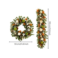 2 Pieces Artificial Vine Garland with Wreath Farmhouse for Entryway