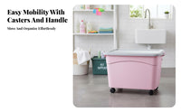 Plastic Storage Box, Organizer Bin with Handle, Large Capacity, Clothes, Toys, Bedroom, Modern Minimalist, Covered, Random Color