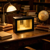 Wooden Shadow Box with Light Deep Endless Mirror Frame Shielded for Tabletop