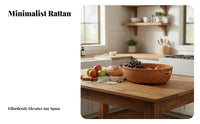 Woven Fruit Basket Sturdy Structure Round Wicker Basket Minimalist Woven Rattan   Tray for Washroom