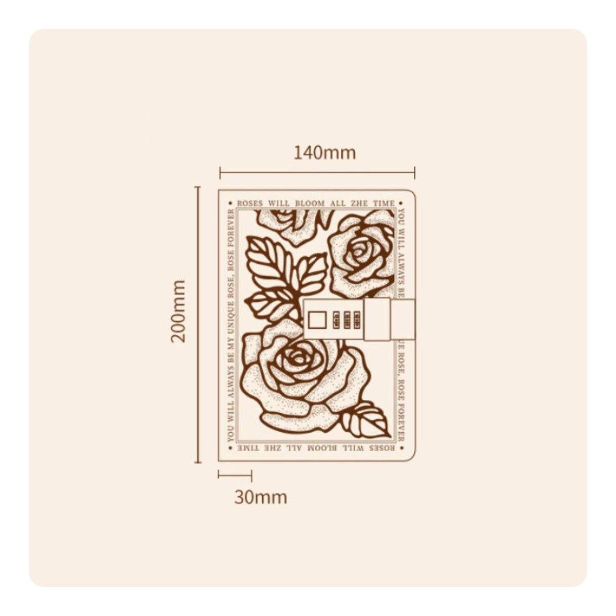 A6 Lock Journal Gift Box Lock Diary Embossed Cover for Students