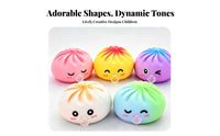 12 Pieces Silicone-Style Dumpling Squishy Toy Display Box Cartoon Face Squishy