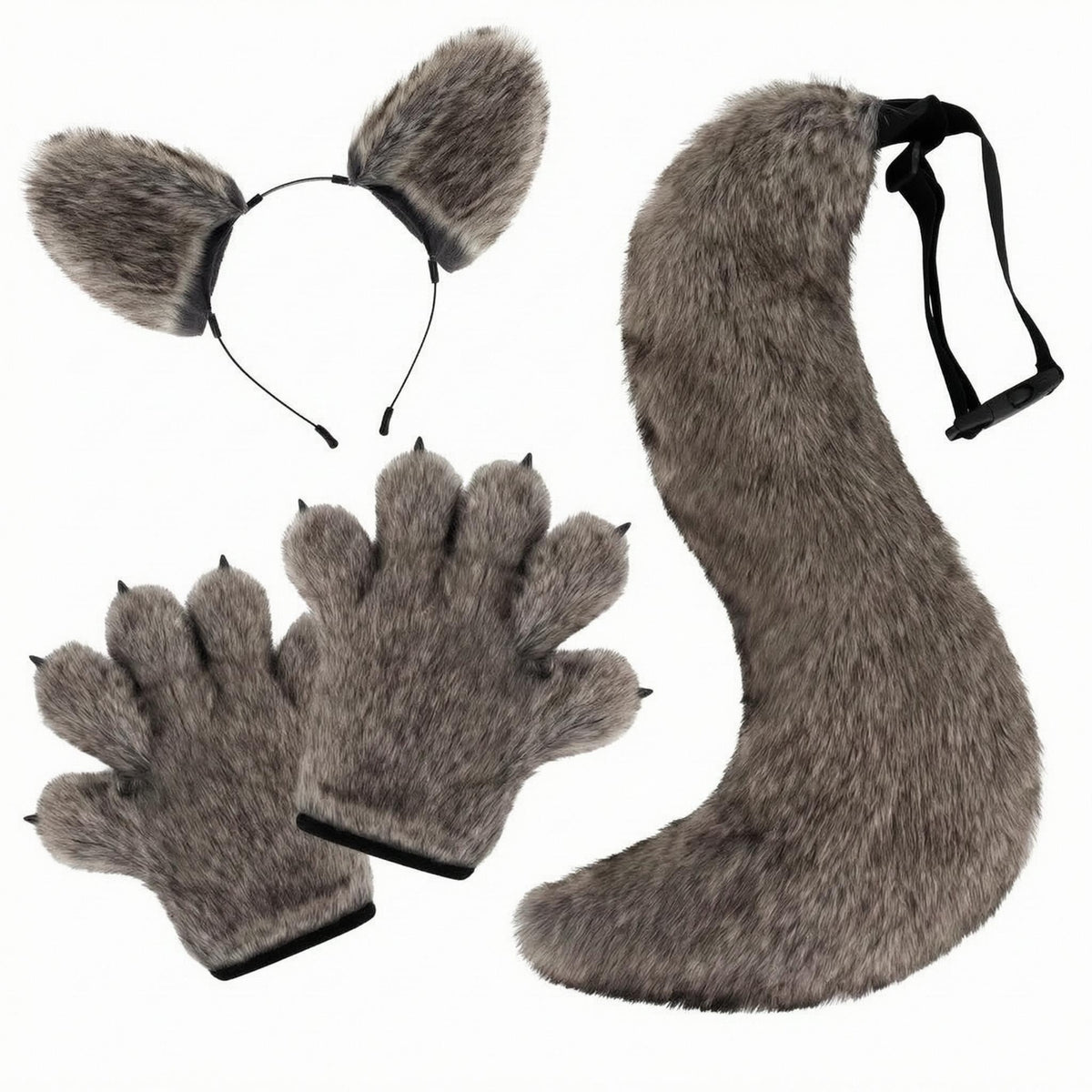 Wolf Cosplay Accessory Set Claw Tips Dresscostume Set Black Trim for Cosplayers
