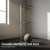 Space-Saving Design Exercise Ball Storage Rack Sturdy Steel Frame Exercise Ball Stand Sturdy Floor-Protecting Feet for Personal Trainers
