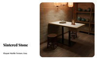 Restaurant Table with Chairs and Drawer Sintered Stone surface cafeteria Furniture Modern utilitarian Design Padded Seats