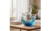 Wave Sculpture Blue Abstract Sculpture Minimalist Abstract Ornament for Tabletop, Living Room