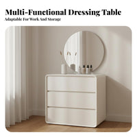 Expandable Vanity Desk Modern Minimalist Makeup Table Lighted Vanity Set Storage High Gloss Lacquer Finish Wooden Construction Suitable for Women Bedroom Dressing Area