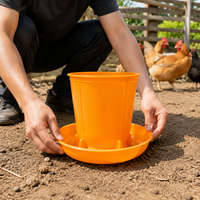 Chicken Feeder 20kg, Automatic Feeder for Poultry, Ducks and Geese, Robust Yellow Feeding Trough 53cm High