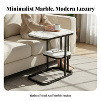 two-levellevel Square Accent Table Modern Design Nightstand adaptable for Small Spaces