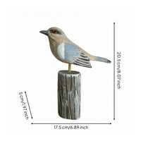 Wooden Bird Figurine Seabird Desktop Ornament Ornamental Craft Tabletop Bird Decor