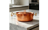 Copper Pot with Lid Elegant Hammered Copper Pot Cookware for Home Cooks