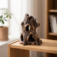 Ceramic Hideout Aquarium Caves and Hides, Vertical Hollow Tree Trunk Hideout for Aquatic Pets