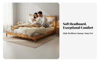 Nordic design puff Headboard Bed Modern Minimalist Soft Padded Bed Frame French-Inspired Bedroom Furniture No Box foundation Needed for Newlyweds, Designmindful Individuals, Homeowners, Apartment, upper-level living space, Guest Room, Home