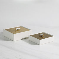 Modern Minimalist White Gold Woven Jewelry Box Storage Organizer
