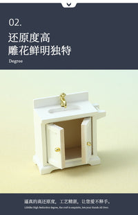 1:16 Dollhouse Miniature Bathroom Scene Furniture Floor-Standing Double-Door Sink