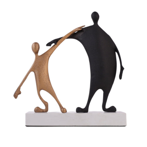 Human Figure Sculpture Textured Statue with Black Base Gold for Home Decorators