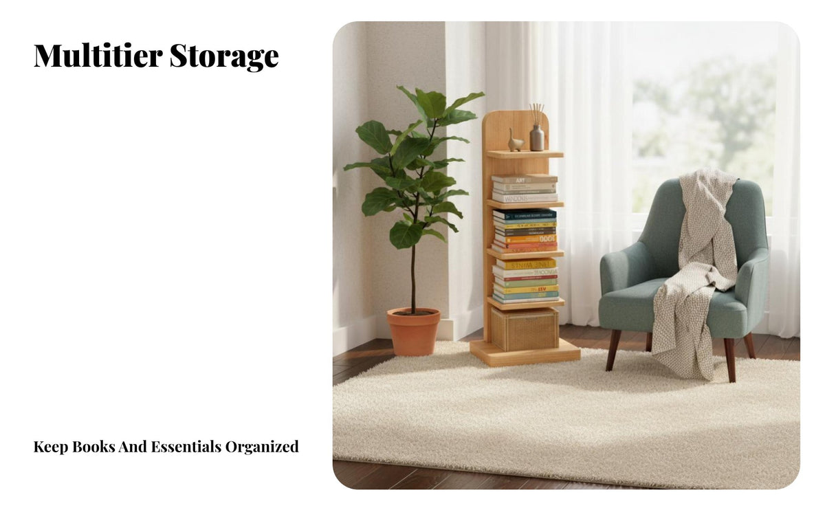 Space-Saving Vertical Corner Bookshelf Invisible Design Bookcase Stable Leaning Structure Storage Rack Multi-Tier Shelving for Apartment Dwellers, Book Lovers, Office Workers, Small Areas, Living Room, Study, Bedroom