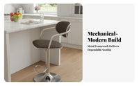 Adjustable Armchair with Woven Seat Waterproof Swivel Stool Quiet Wheels for Bar