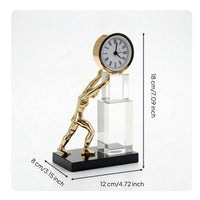 Analog Clock with Figure Modern Decorative Clock with Base Sleek for Study
