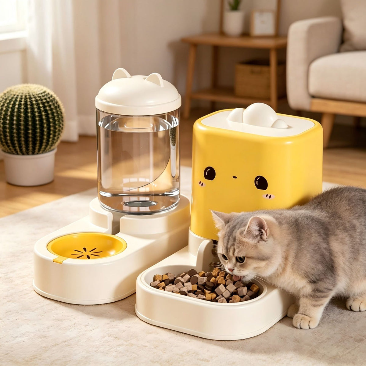 Pet Water Dispenser and Feeder for Cats