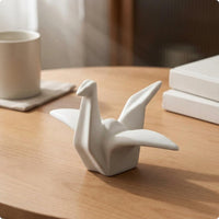Ceramic Crane Figurine Decorative Geometric Bird Figurine Glossy Shiny Look