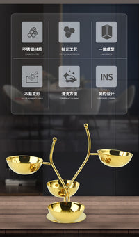 批发多层不锈钢小吃架 酒店水果盘小吃碟 创意果碟多用金色味碟