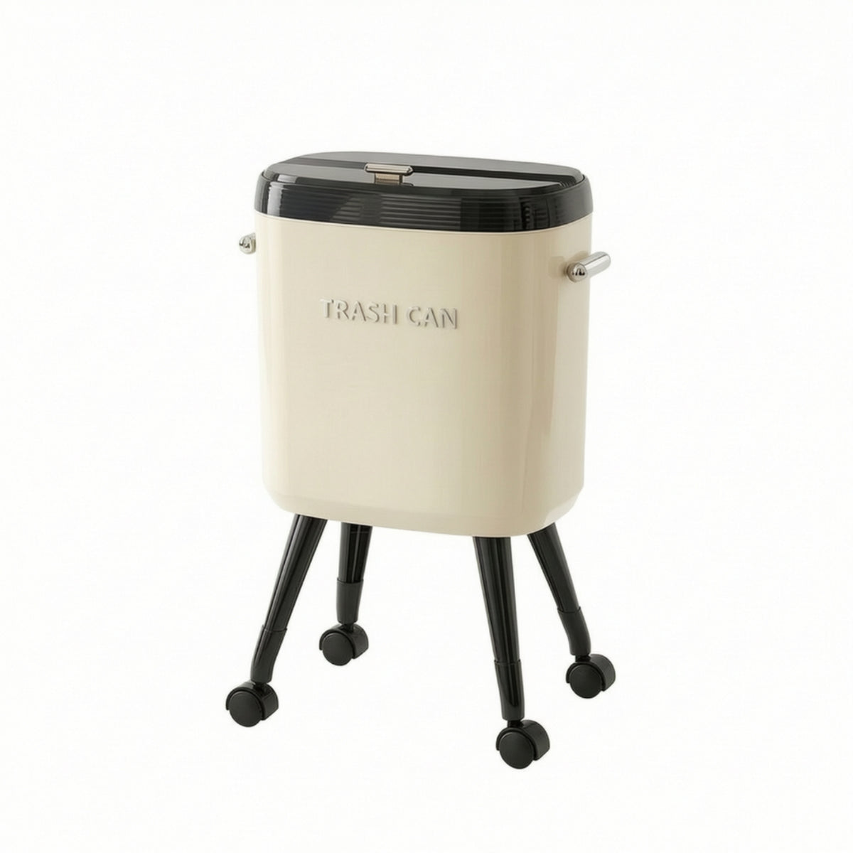Slim Trash Bin with Wheels Glossy Wheeled Trash Can Ergonomic Waste Container Heavy-Duty for Kitchen, Home