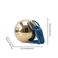 Sculpture with Gold Sphere Modern Decorative Ornament Reflective for Homeowners