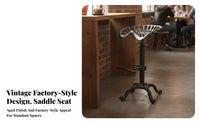 Adjustable Saddle Stool Utilitarian Aesthetic Backless Saddle Stool Vintage Design With Footrest for Bar Owners, Restaurant