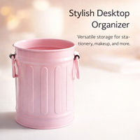 Metal Pen Organiser with Handle for Desk Organizer, Cylindrical Stand, Student Accessories, Large Capacity Storage